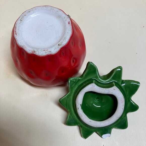 Vintage Small 2" Ceramic Condiment jars 5 pc Fruit set (no spoons) - Picture 13 of 13